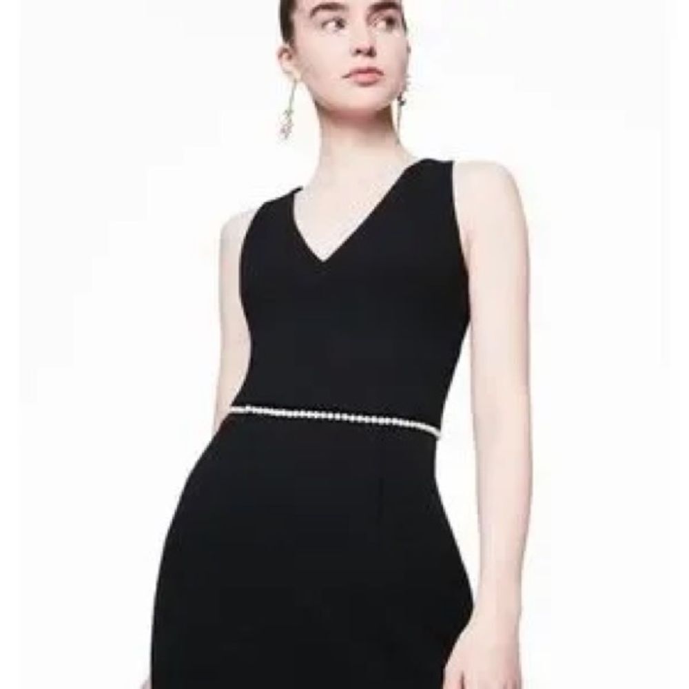Betsey Johnson Black Mini Sheath Dress with faux pearl detail  and Ruffled Hem - Picture 3 of 9